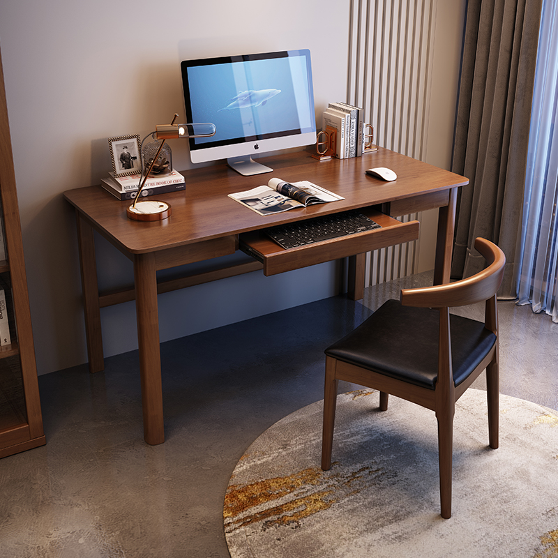 全实木电脑桌台式简约书桌中小学生学习桌写字桌子现代家用办公桌