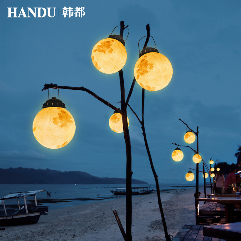 太阳能户外灯防水庭院花园露台氛围装饰灯野营挂灯吊灯手提月亮灯