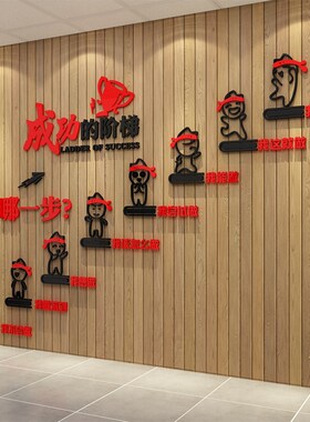 办公室楼梯墙面装饰企业文化氛围布置成功的阶梯励志标语直播传媒