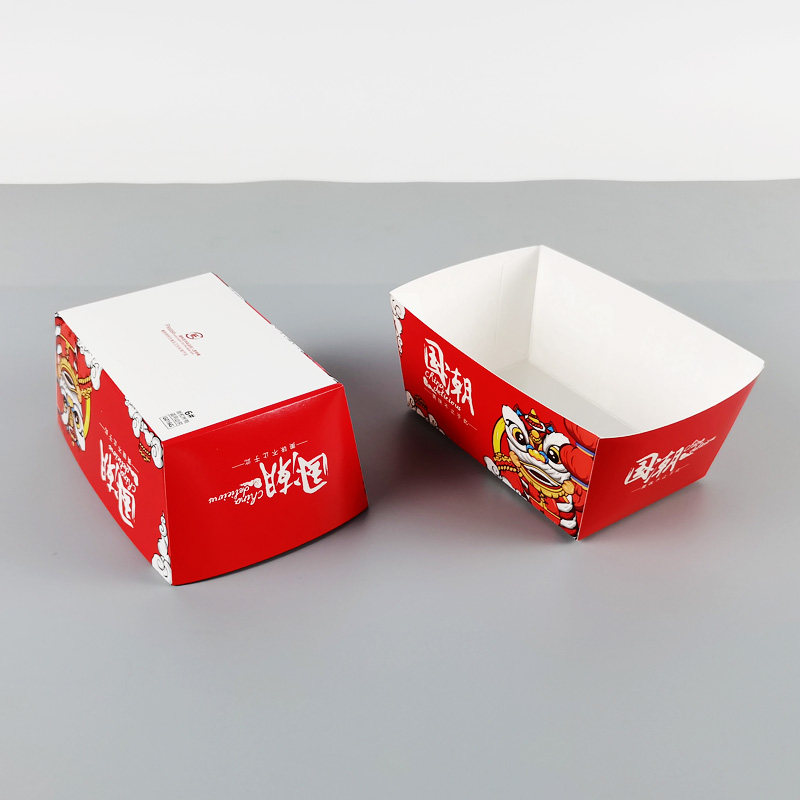 国潮烤冷面打包盒一次性外卖煎饼火鸡面芝士包装纸盒防油敞口船盒