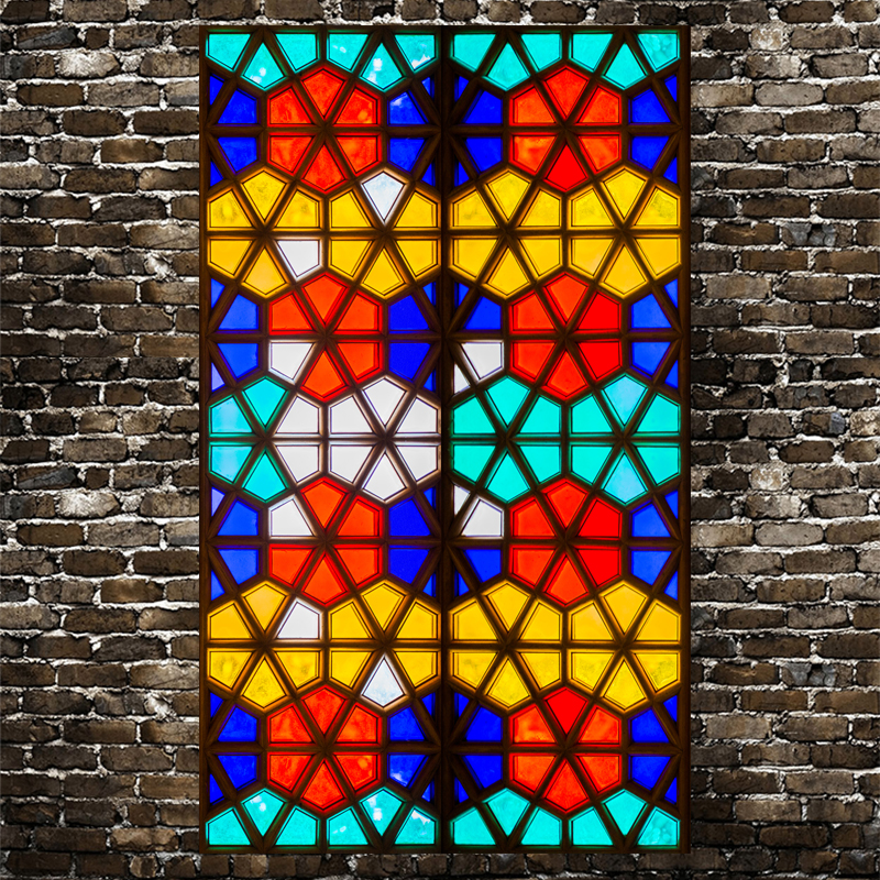 透光不透明民国风玻璃贴膜复古教堂玻璃阳台窗户贴纸彩色窗花贴