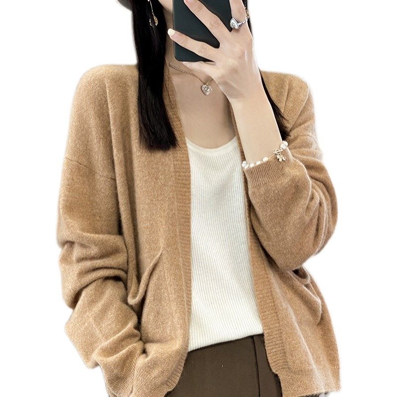 羊毛开衫女宽松针织衫春秋新款百搭外套短款披肩长袖显瘦外搭上衣,女装/女士精品,毛针织衫,淘宝优惠券,粉丝福利购,淘宝优惠卷