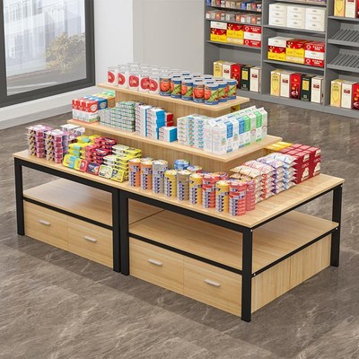 超市中岛展示柜产品陈列柜图书文具店货架堆头便利店流水台展示台