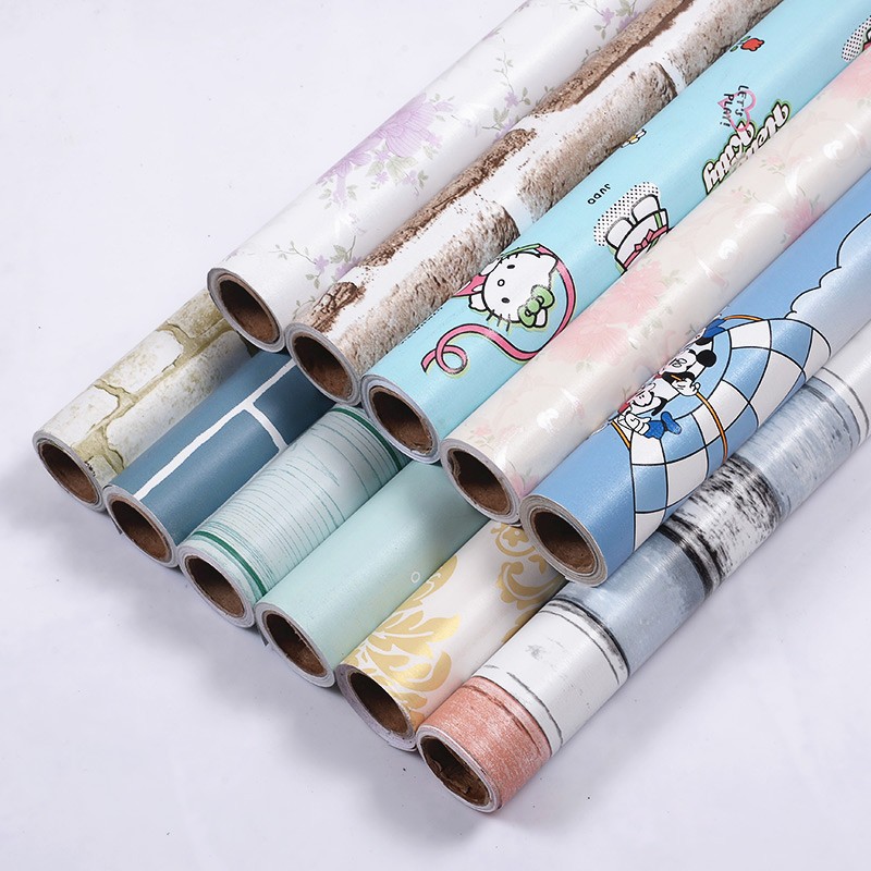 壁纸自粘 卧室客厅田园墙纸宿舍装饰儿童房卡通贴纸 家具翻新防水