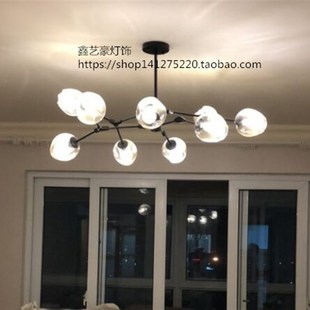 琥珀色茶色透明凹点玻璃灯罩 E27螺口灯罩北欧魔豆分子灯罩树枝灯