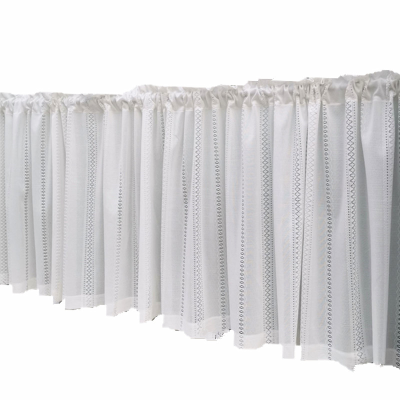 免打孔日式镂空白纱隔断半帘厨房短帘透光不透人魔术贴门帘防尘帘