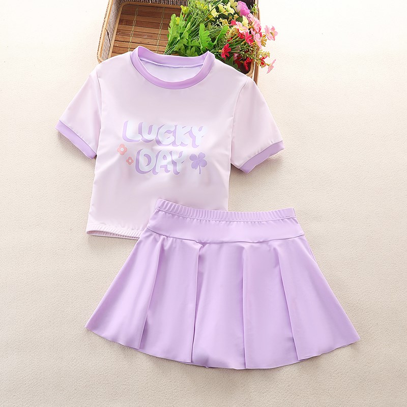 女童网红泳衣分体2024新款儿童裙式游泳衣女孩12岁中大童平角泳装