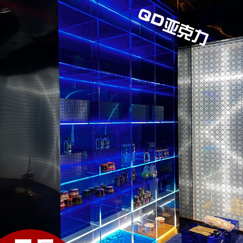 亚克力透明盒展示柜定制手办置物架酒柜服装店包包鞋渐变色陈列架