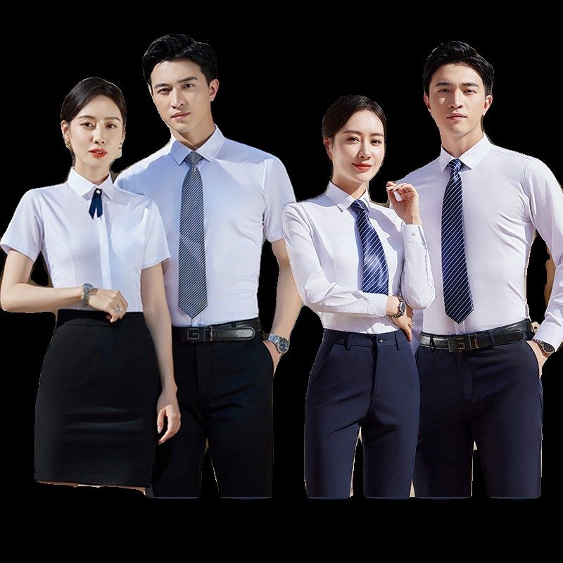 竹纤维衬衫工作服职业正装夏季男女工装套装长短袖衬衣定制绣logo