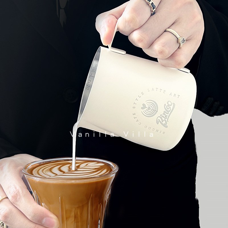 咖啡拉花缸尖嘴拉花杯奶泡杯拉花神器不锈钢专业器具内刻度打奶缸