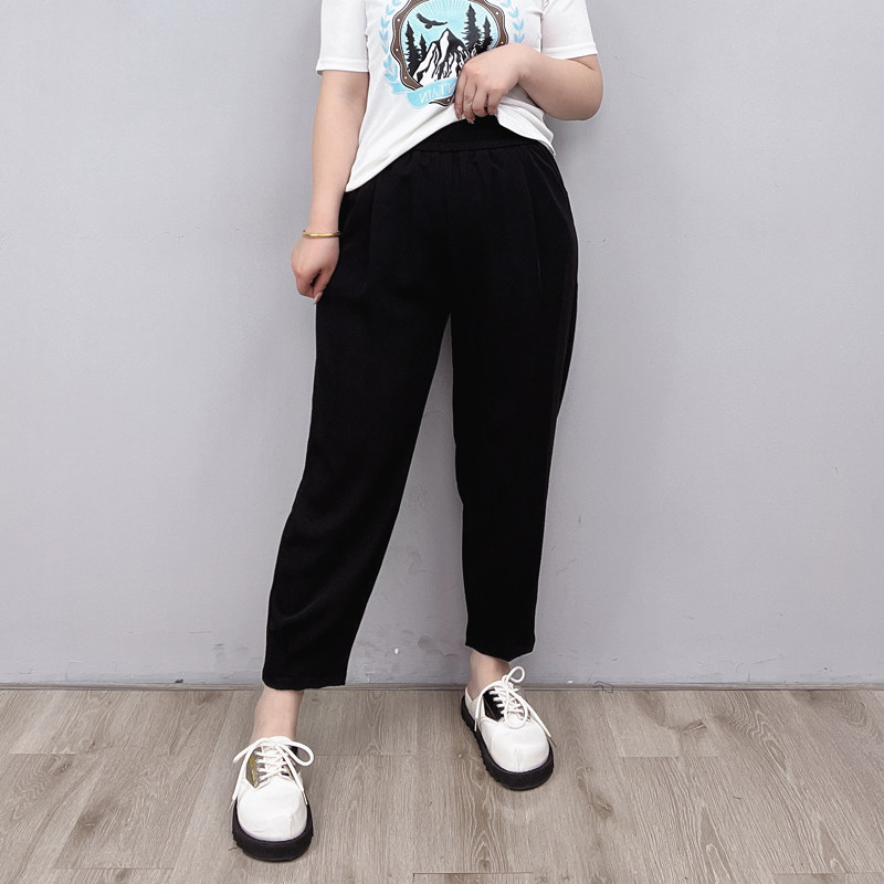 高腰薄款西装裤女2023夏季大码胖mm宽松显瘦休闲垂感哈伦九分裤子,女装/女士精品,大码裤装,淘宝优惠券,粉丝福利购,淘宝优惠卷