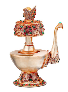 尼泊尔掐丝工艺贲巴壶文巴瓶净水壶藏传敏珠用品大号小号供壶摆件