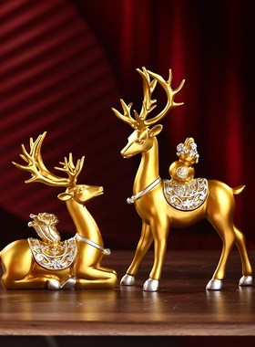百财福鹿招财摆件客厅电视柜酒柜玄关装饰品新房乔迁开业送人礼物