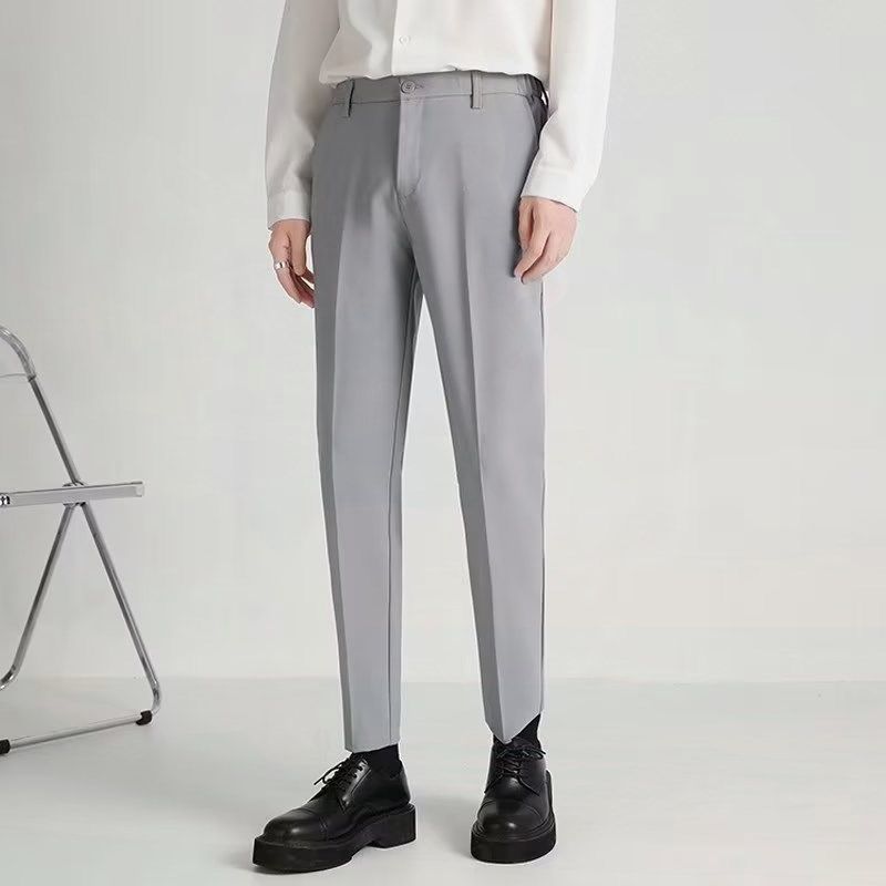 正装小西裤男九分长裤休闲裤修身直筒高级垂坠感西装裤春秋季舒适