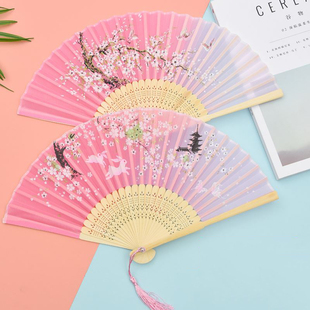 扇子古风折扇儿童女汉服旗袍中国风舞蹈扇古装仙气流苏小折叠扇风