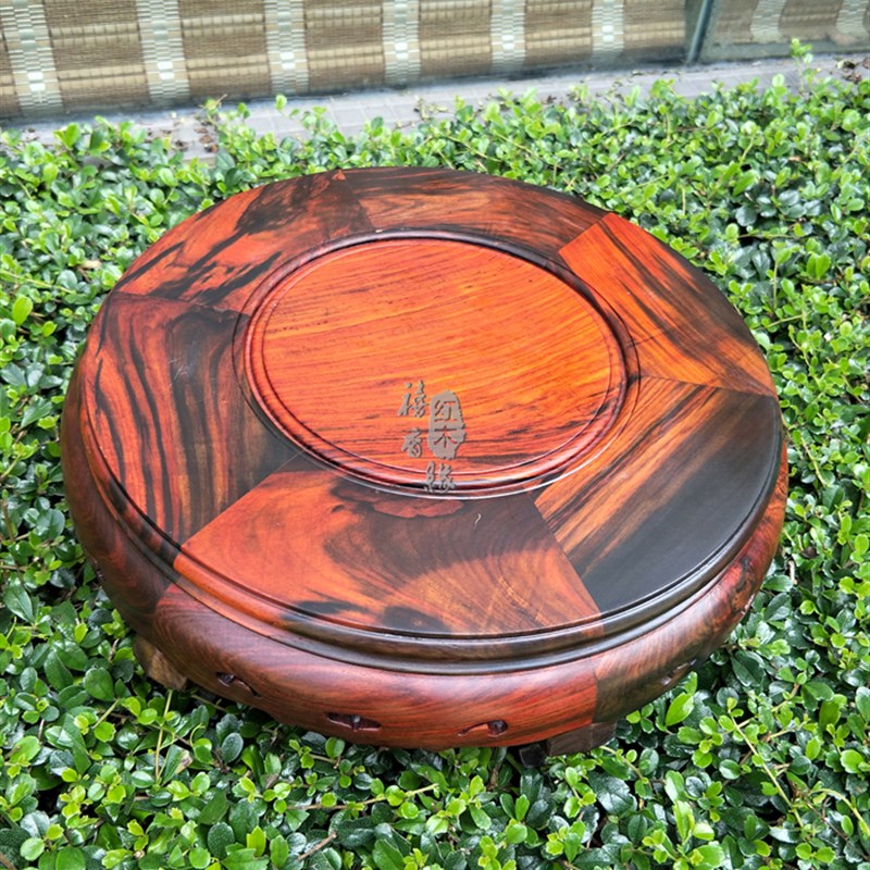 精品老挝大红酸枝木底座加厚花架花几花草盆架子工艺品摆件鱼缸座