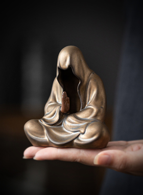 中式禅意陶瓷人物工艺礼品摆饰无相茶宠摆件茶室茶桌面装饰品造景