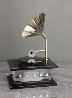 新中式复古留声机样板房售楼部卧室客厅电视柜桌面玄关饰品摆件