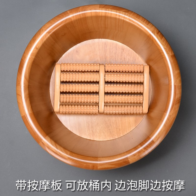 泡脚桶过小腿家用足浴洗脚木桶橡木泡脚木盆带按摩板盆木质保温桶