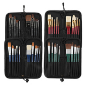 青竹水粉笔套装 带画包油画笔水彩笔丙烯画笔流光白颜料画笔 10支装