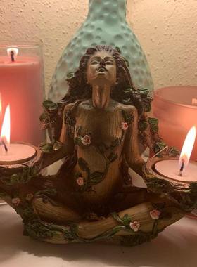 森林保护者自然平衡烛台女树精神小蜡烛 烛台蜡烛台摆件装饰礼物