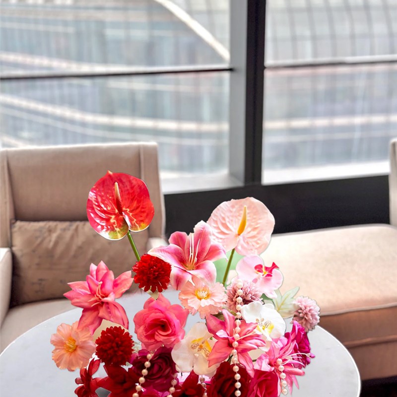 婚房布置真花桌面茶几床头桌花婚礼婚庆花艺装饰高级感用品大全