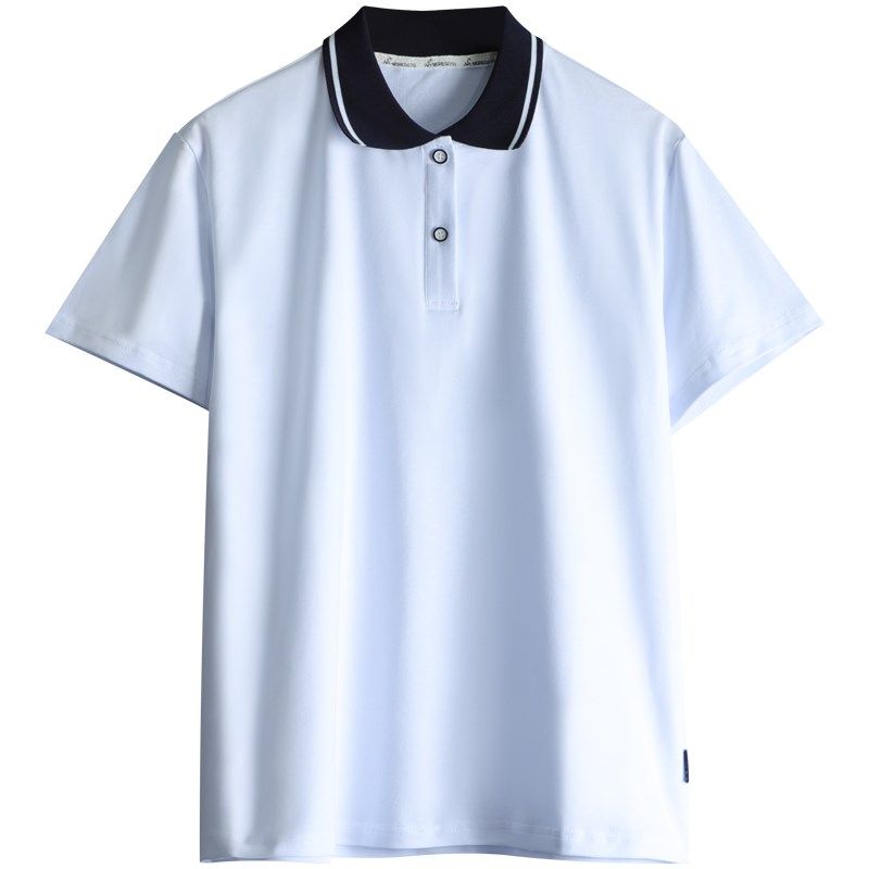 胖童男童白色polo衫短袖T恤男孩小学生初中生校服班服翻领上衣夏