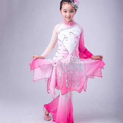 爱上舞 桃李杯扇子舞 古典舞爱莲说儿童舞蹈演出服民族服装舞台女