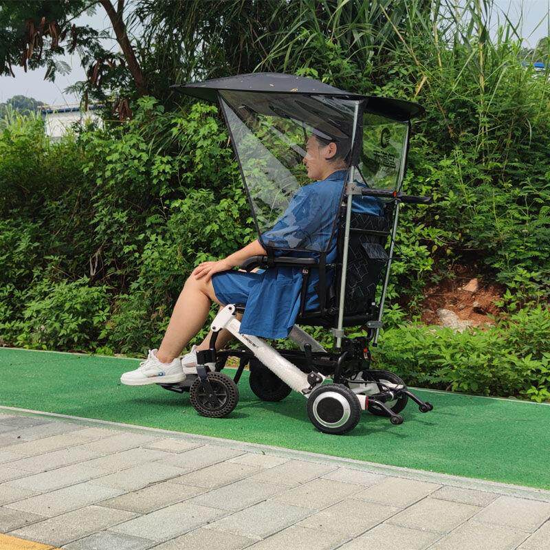 手动电动轮椅专用雨衣防雨罩加固雨棚雨伞支架防晒防风遮阳棚挡风