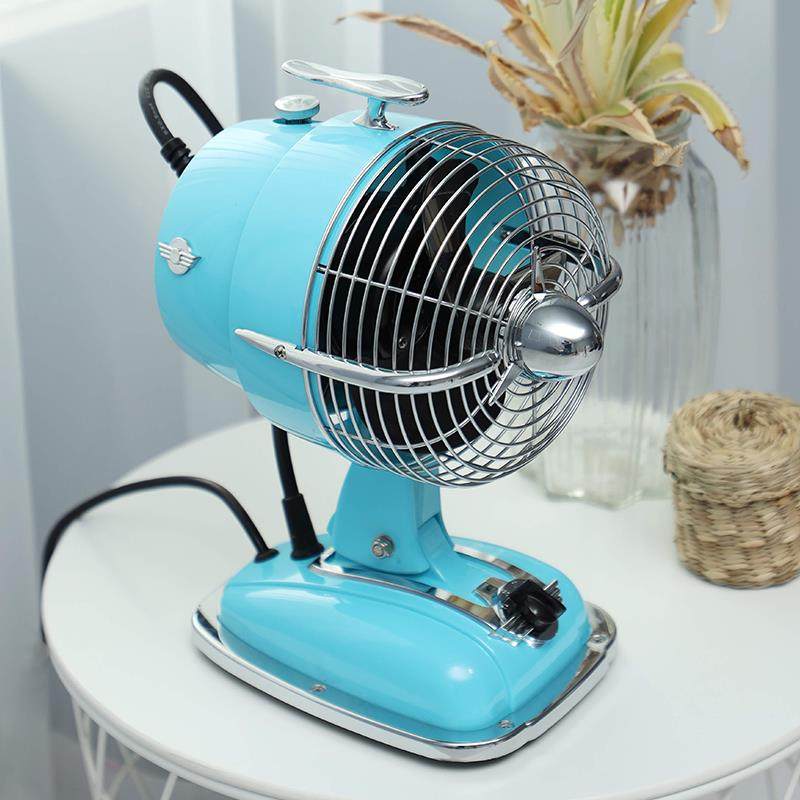 IMASU复古电风扇家用静音台式飞机头电扇摇头空气循环扇仿古台扇