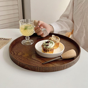 Wind Wooden Round Tray Tea Tray Dinner Plate Wooden Tray