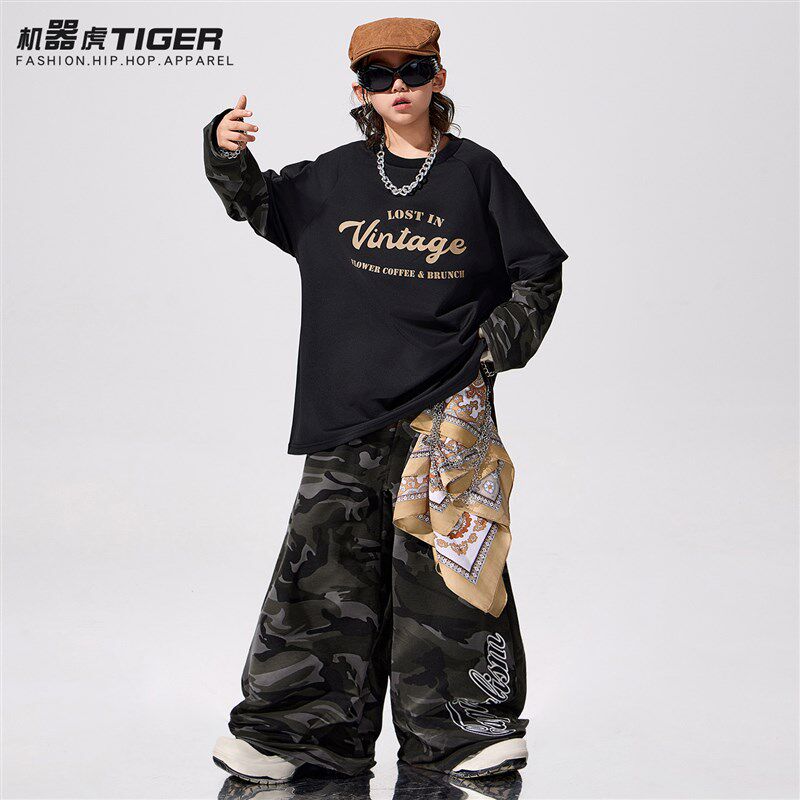 儿童街舞潮服男童hiphop嘻哈演出服少儿炸O街酷帅架子鼓元旦表演