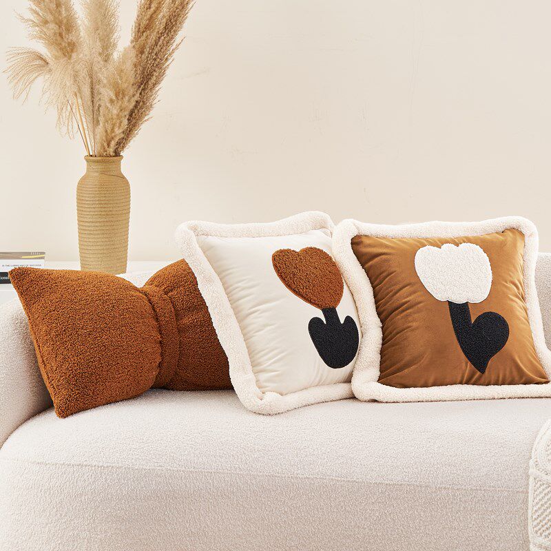 法式奶油风抱枕沙发客厅郁金香靠垫大靠背床上睡觉靠枕.头套不含