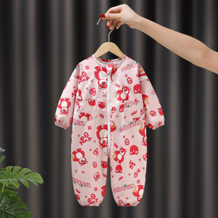 秋冬宝宝罩衣f爬行服婴儿一体小孩子童连身全身防水防脏爬爬服哈