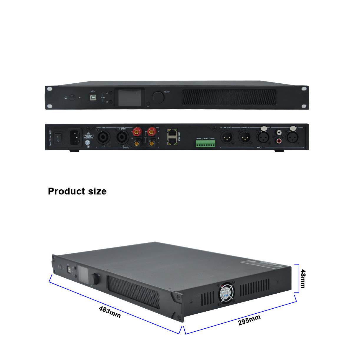 DSD23 DANTE网络音频DSP数字功放1000W多媒体矩阵专业处理器功放