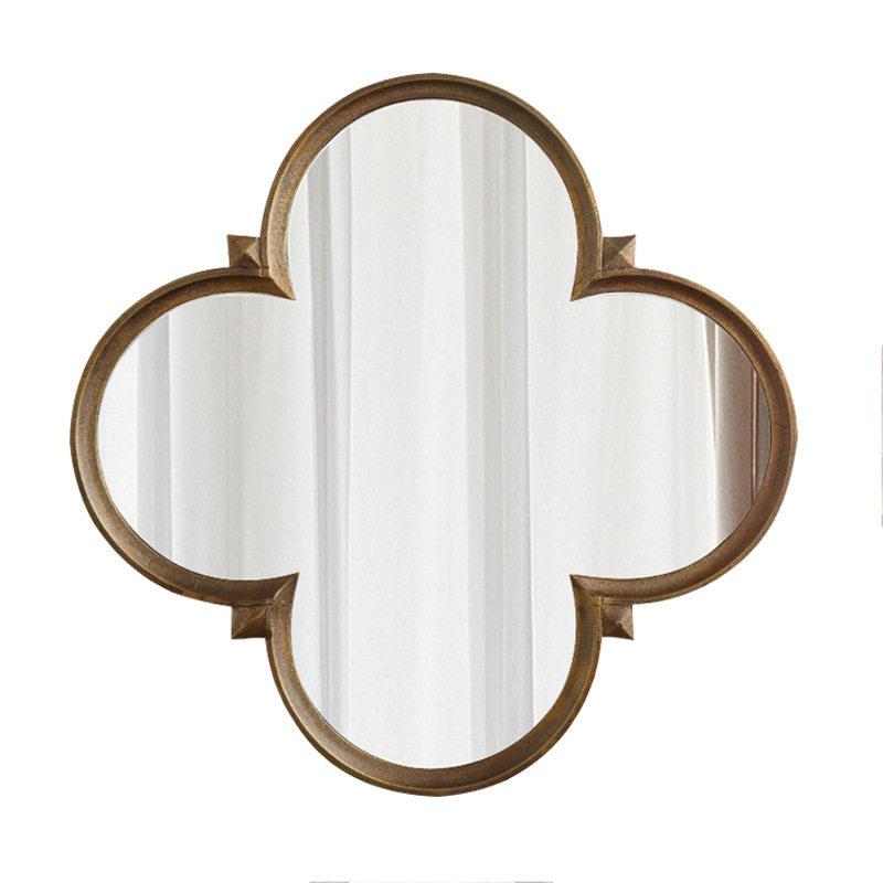 背景墙装饰镜餐厅客厅墙面餐边镜挂墙美式四叶草梅花壁挂镜子欧式