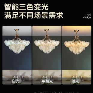 客廳吊燈輕奢大氣水晶燈現(xiàn)代簡約臥室餐廳燈新款 琉璃玻璃中山燈具
