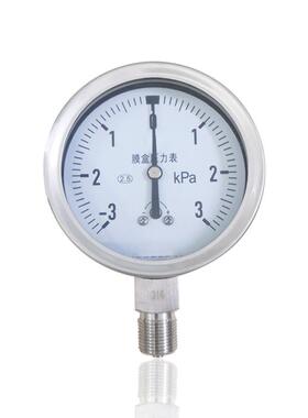 全钢膜盒压力表正负压膜盒微压表径向316低压YEB-100-3~3KPA厂销