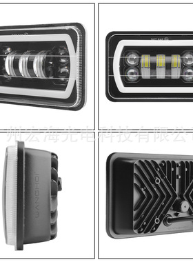 5寸70W方形大灯LED工作灯远近光一体白色日行灯黄色转向灯4*6英寸