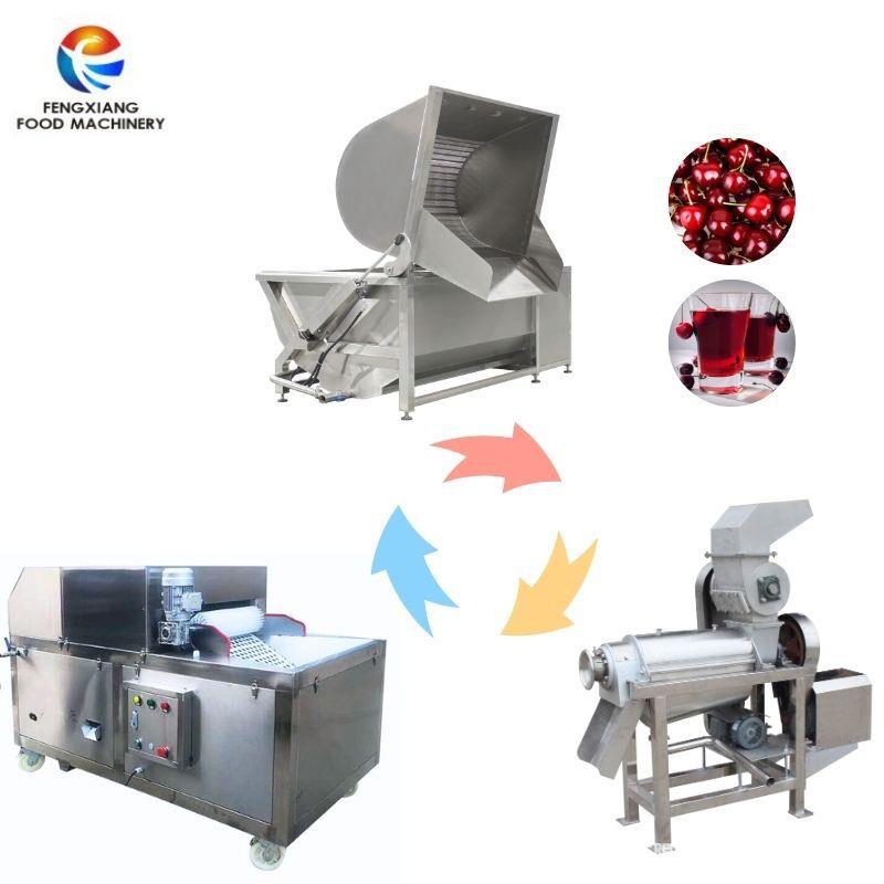 樱桃汁生产线樱桃去核翻滚式清洗榨汁加工生产设备樱桃汁樱
