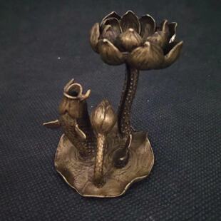 古董古玩批发仿古铜 荷叶香插倒流香香插摆件居家工艺送朋友
