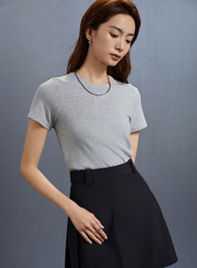 【何仙儿专享】休闲时尚短袖T恤简约百搭女士气质上衣WTZ101BRN