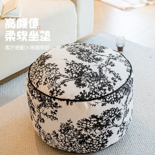 客厅沙发脚踏蒲团矮凳家用圆凳懒人坐垫墩子换鞋 古典中式 凳可拆洗