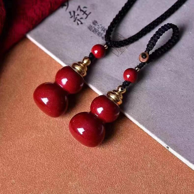 低·含量朱砂葫芦吊坠空瓶可开装朱砂紫金砂福禄项链钥匙扣男