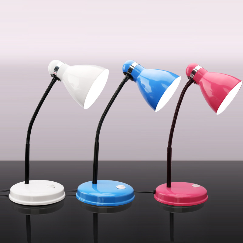 金属台灯护眼书桌插电式大学生床头灯可换灯泡e27螺口老式照明灯