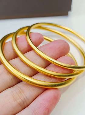 越南沙金女手镯古法传承手镯仿真金手环实心素圈抖音电镀直播现货