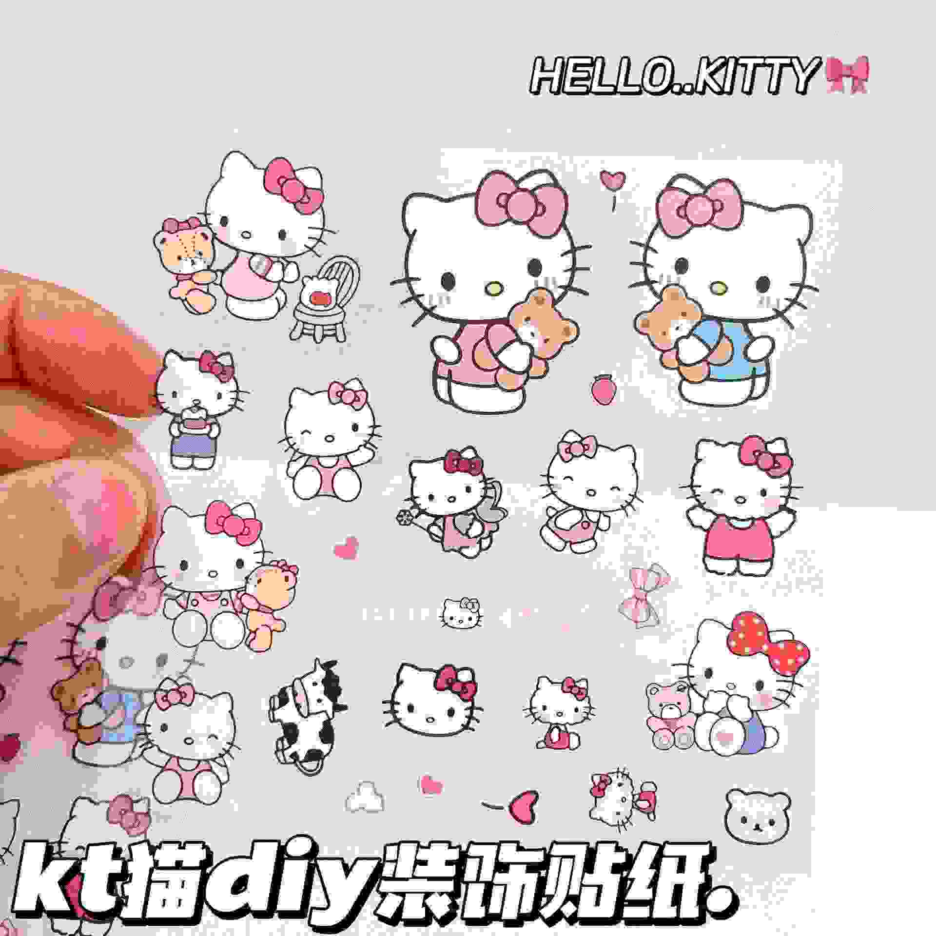 新款KT猫透明防水贴纸ins风高颜值可爱表情包贴咕卡装饰