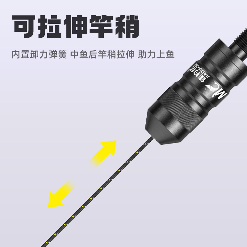 佳钓尼黑坑扎边神器钓鱼配件钓边抄网杆变鱼竿支架改装接头竿稍绳