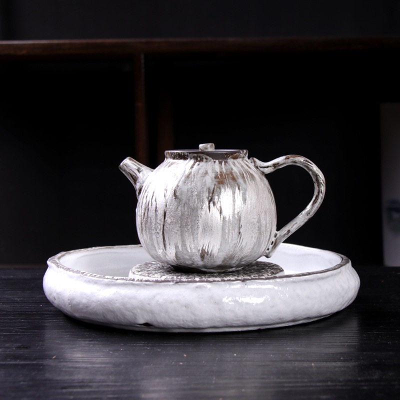 粗陶银彩圆月壶承复古鎏银蓄水台圆形盘壶垫中式陶瓷小干泡台壶托,模玩/动漫/周边/娃圈三坑/桌游,文化/体育周边,淘宝优惠券,粉丝福利购,淘宝优惠卷