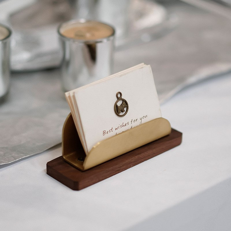 胡桃木底座名片盒名片盒前台大容量桌面名片架座创意木质高端高级